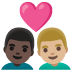 couple with heart, man, man, dark skin tone, medium-light skin tone